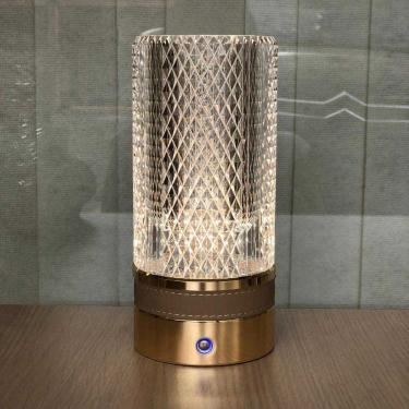 Imagem de Luminária de Mesa Abajur Touch Dimerizável Dourado Vidro Transparente 22cm Led 12W 3em 1 Bivolt