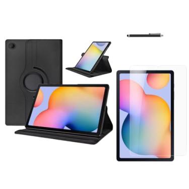 Imagem de Capa Capinha Carteira Preta Giratória + Película de Vidro Temperado + Caneta Touch Compatível Com Samsung Galaxy Tab S6 Lite Tela de 10.4 Polegadas - (Hard Glass Store)