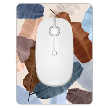 Imagem de Tapete de rato pequeno, mini tapete de rato 15 x 20 cm com base de borracha antiderrapante, tapete de rato quadrado bonito para bandeja de teclado, laptops, mouse sem fio, casa, escritório, viagem, durável e à prova d'água (folhas de arte)