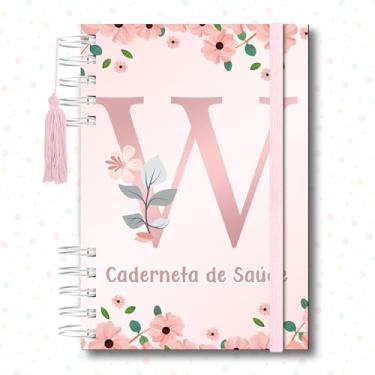 Imagem de Caderneta de Saúde da Criança, Caderno de Vacinação, Alfabeto Floral Rosa, 118 Páginas, 21,5 x 15,5 cm (W)
