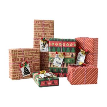 Imagem de shamjina 6x Caixas de presentes de Natal Decorações, Caixas de presentes de Natal Caixa de presentes de Natal Decorações de caixa de Natal para ano novo Loja, Vermelho Verde