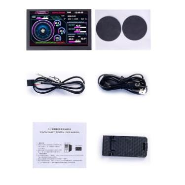 Imagem de Monitor de temperatura de computador de 5 polegadas, CPU, GPU, uso de RAM e exibição de temperatura, velocidade da Internet, data, monitor de hora