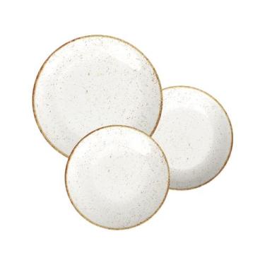 Imagem de Jogo de Pratos Redondo de Porcelana Marrom - Tramontina Rústico 18 Peç