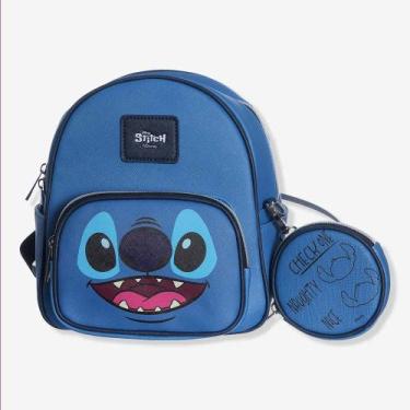 Imagem de Mini Mochila Stitch Disney Com Bolsinha Passeio Luxo - Zona Criativa