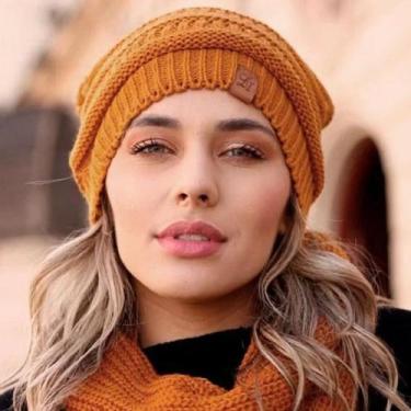 Imagem de Touca Caída Tricô Gorro Boina Beanie Lã Masculina Feminina Macio Quent