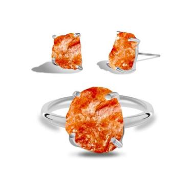 Imagem de Conjunto de Calcita Orquídea - Cristal Natural, Prata 925
