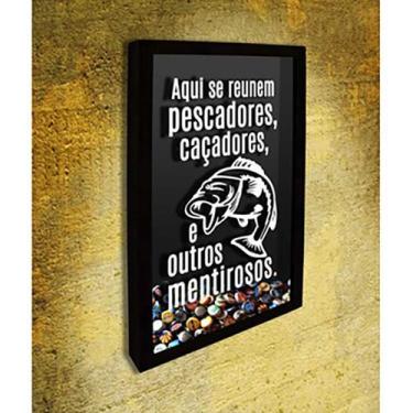 Imagem de Quadro Porta Tampinhas Pescadores e mentirosos - Quadro Novo, Preto, 4