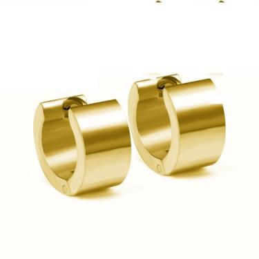 Imagem de brinco grosso masculino feminino argola grossa prata dourado preto 7mm