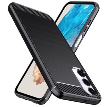 Imagem de Natbok Capa projetada para Samsung Galaxy M35, TPU flexível [textura escovada] [antiderrapante] à prova de choque, proteção militar, capa fina para Galaxy M35, preta