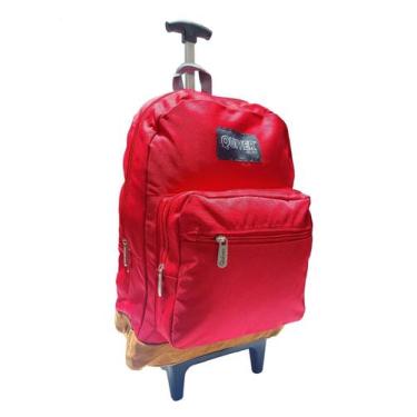 Imagem de Mochila De Rodinhas Escolar Juvenil Reforçada Vermelha - Bezzter