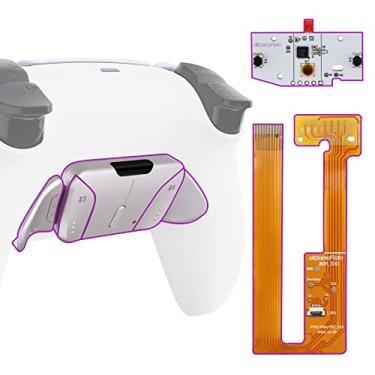 Imagem de eXtremeRate Kit de remapeamento de botões brancos programáveis de metal real (RMB) versão RISE4 para controle PS5 BDM-030, placa de atualização e capa traseira redesenhada e 4 botões traseiros para controle de PS5