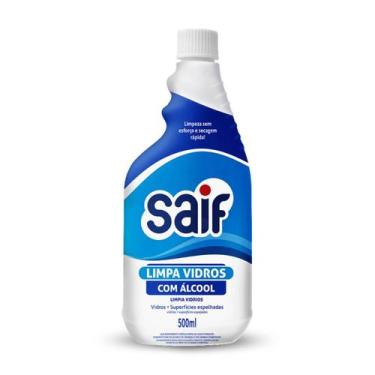 Imagem de Limpa Vidros Refil Saif 500Ml, Limpador De Vidros Com Álcool Refil, Az