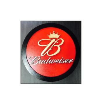 Imagem de Placa Decorativa Quadro Entalhado Em Madeira Budweiser Redon - Casa No