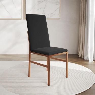 Imagem de Cadeira De Jantar Estofada Mônaco Premium Cobre E Preto