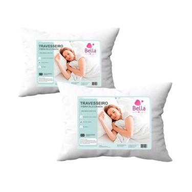 Imagem de Kit 2 Travesseiro Malha Boa Qualidade Branco 600 g 50x70 Cm - Bella En
