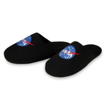 Imagem de Pantufas Chinelo Preto Nasa Com Solado De Borracha Antiderrapante Adul