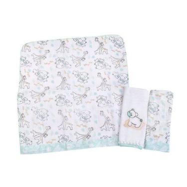 Imagem de Toalha soft capuz bebe 3 camadas  com  pano boca bordado e estampado s