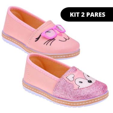 Imagem de Kit 2 Pares Sapatilha e Sapatilha Feminina Infantil Menina Escolar - C