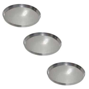 Imagem de Kit 03 Formas de Pizza 35cm com furos em Alumínio ABC