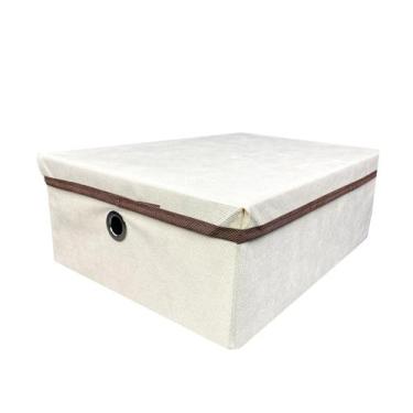 Imagem de Caixa organizadora de Tecido OrganiBox   c/ Ilhós e Tampa de 28x15x38c