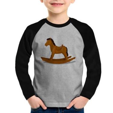 Imagem de Camiseta Raglan Infantil Cavalinho De Pau Manga Longa - Foca na Moda, 