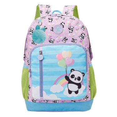 Imagem de Mochila De Costa College Panda Balão Lilás Juvenil Xeryus