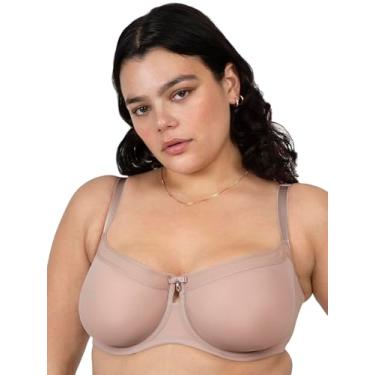 Imagem de Curvy Couture Sutiã feminino de malha transparente sem forro com aro liso, Latido, (40) 40G
