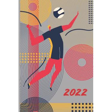 Imagem de Calendar 2022: year planner weekly overview | week start Monday | 6x9" appx A5 compact easy to carry | 2022 | January to December | UK holidays ... and scheduler for 1 year | Retro Volleyball