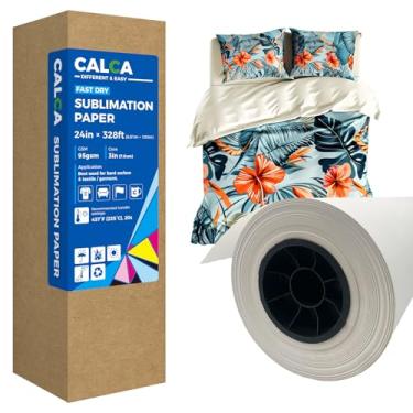 Imagem de CALCA Rolo de papel de sublimação de secagem rápida, 61 cm x 100 m, rolo de papel de transferência de calor de 7,6 cm para camisetas, copos, canecas, bandeiras, banners, têxteis para o lar