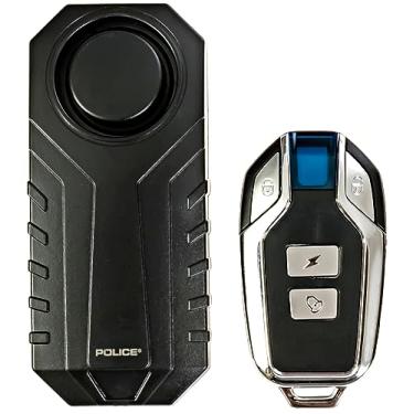 Imagem de POLICE Alarme de Bicicleta com Controle Remoto 113dB, Sensor de Vibração Sem Fio, À Prova D'Água, 1 Unidade, Preto e Branco, Compatível com Bicicleta, E-bike, Motocicleta e Scooter Elétrico