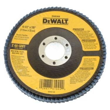 Imagem de Disco Flap De Zircônia 4-1/2" Grão 60 DW8308-BR DeWalt - Unica Unico