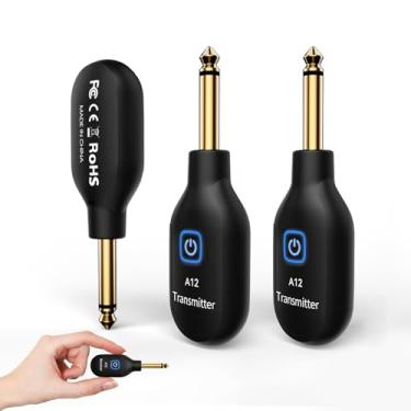 Imagem de INGPARTNER Sistema de guitarra sem fio A12-2 2,4 GHz 2 modos, tamanho polegar, bateria de lítio recarregável, alcance de 30,5 m, 10H, Plug & Play para guitarra, baixo, violino, teclado - preto