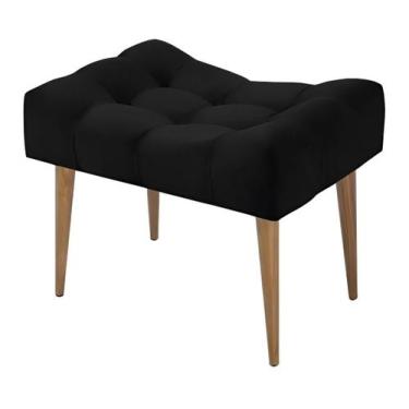 Imagem de Banqueta retrô puff péspalito - LOTUSMOVEIS, Preto Veludo