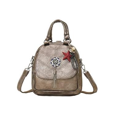 Imagem de Mochila feminina multifuncional bolsa de ombro feminina pequena bolsas femininas mochilas para meninas bolsa(Gold)