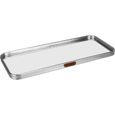 Imagem de BANDEJA DECOATIVA PARA SERVIR RETANGULAR HOME&CO COM ESPELHO METAL 1x35x15cm PRATA