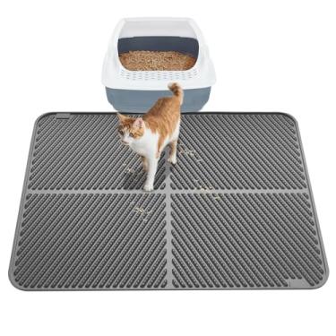 Imagem de GOYJOY Grande tapete de areia de silicone para gatos, xl Tapete impermeável para armadilha de areia para gatos, tapetes laváveis para prender no chão