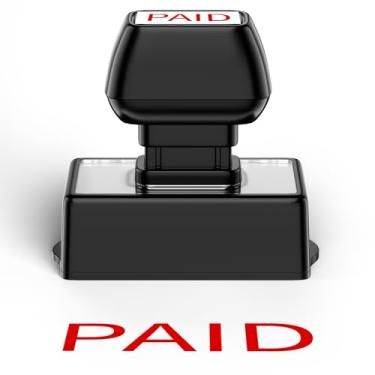 Imagem de TechMark Carimbo pago para escritório, contas a pagar, uso de varejo, negócios. Tecnologia de tinta automática, transparente e contínua, estampagem eficiente - tinta vermelha brilhante