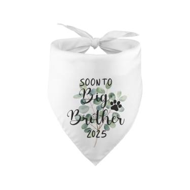 Imagem de Soon to Be Big Brother 2025 Bandana de cachorro anúncio de bebê bandana cachorro animal de estimação anúncio de gravidez revelação de gênero adereço de foto cachecol para animais de estimação