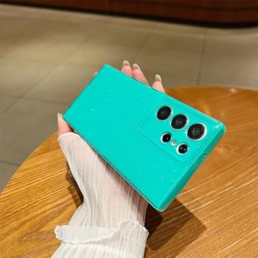 Imagem de Capa de silicone com glitter fluorescente para Samsung Galaxy S24 S23 Plus S23 Ultra à prova de choque, proteção total, capa macia, azul, para S24