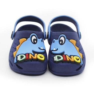 Imagem de Babuche Ventor Infantil Plugt Menino Dinossauro 3D Azul Marinho Macio 