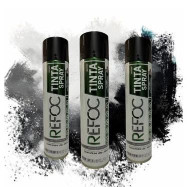 Imagem de Kit 3 Tinta Spray Metálica Uso Geral Preto e Branco 400ml  - REFOC, Pr