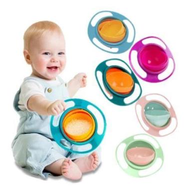 Imagem de Prato Infantil Bebê Giratório 360º Alimento Não Cai Liso pratinho - Ge