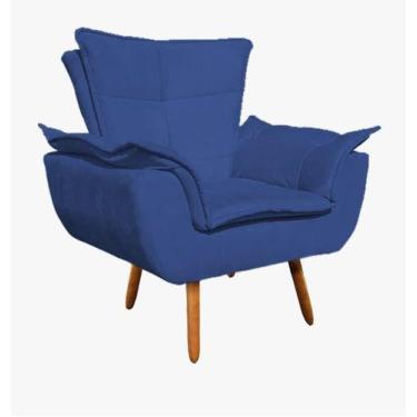 Imagem de Poltrona Opala Suede Luxo Azul Marinho Quarto - Romer Móveis