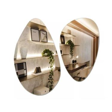 Imagem de Espelho Orgânico Decorativo Para Banheiro Sala 80cm e 51cm - V.A Decor