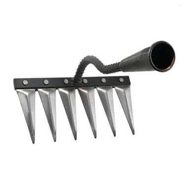 Imagem de Gralara Ferramenta de removedor de ervas daninhas para ervas daninhas da mão da mão de jardinagem, aço, solo afrouxado, solo, ancinho de jardim a rake para, 6 Dentes