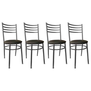 Imagem de Kit Conjunto Com 4 Cadeiras Para Cozinha Mesa Jantar Bar Lanchonete Restaurante Estofado Preta