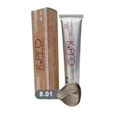Imagem de Tonalizante Profissional sem Amônia k.pro Caviar Color 8.01 Toner Loiro Claro Natural Fumê 60g