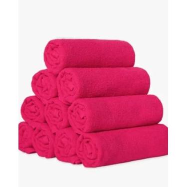 Imagem de Kit de Toalhas Lavabo para Manicure e Pedicure, 100% Algodão, 10 Peças, Alta Absorção, Branco (Pink)