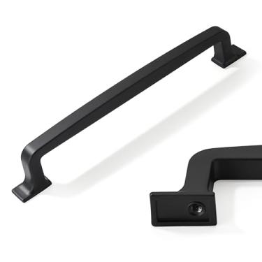 Imagem de CABDM Pacote com 20 puxadores de armário preto fosco de 160 mm (6-1/4 pol.) Ferragens centrais para armário de cozinha puxadores de gaveta de banheiro puxadores de cômoda.