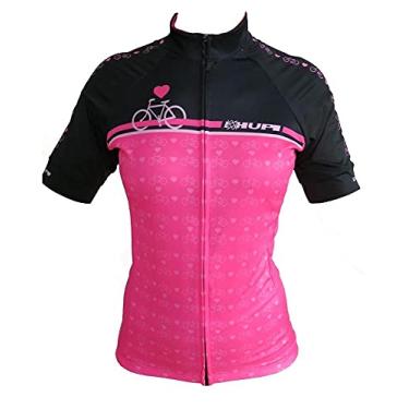 Imagem de Camisa Ciclismo Hupi Rosa Love Bike, Cor: Preto/rosa, Tamanho: Xg